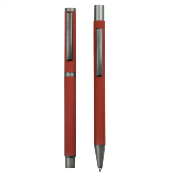  Writing set, ball pen and roller ball pen red