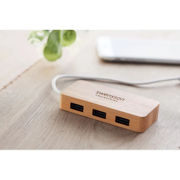 VINA Bamboo USB 3 ports hub Wood