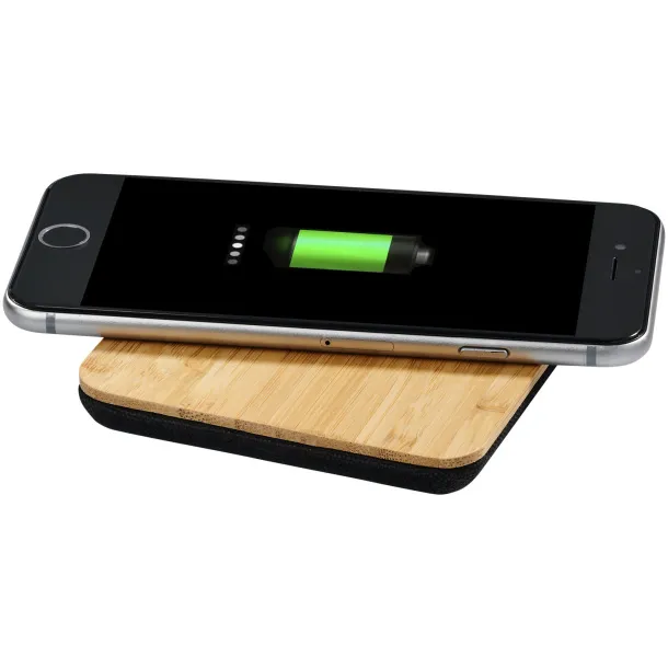 Leaf bamboo and fabric wireless charging pad Natural Solid black