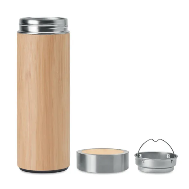 BATUMI metalna termos boca prekrivena bambusom, 400 ml Drvo