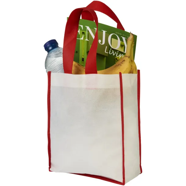 Contrast small non-woven shopping tote bag - Bullet White Red
