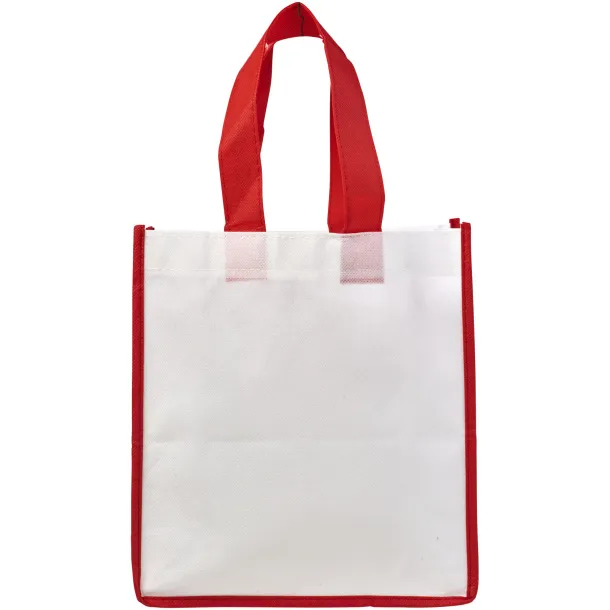 Contrast small non-woven shopping tote bag - Bullet White Red