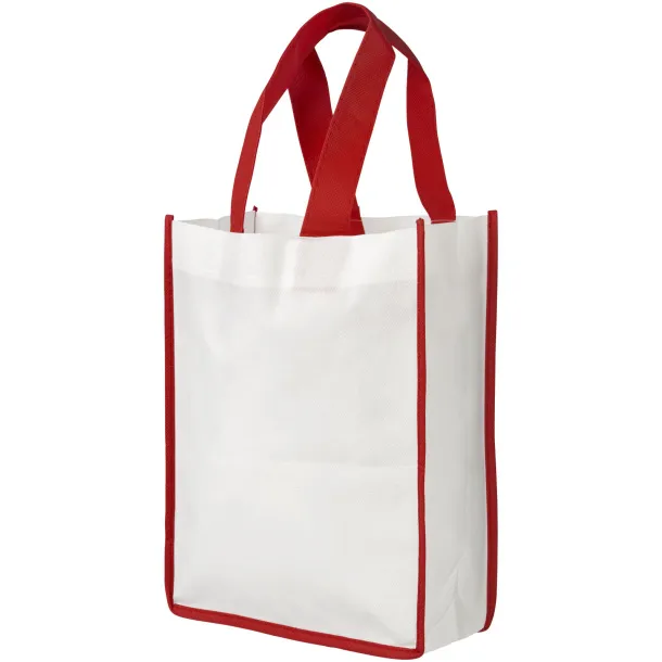 Contrast small non-woven shopping tote bag - Bullet White Red