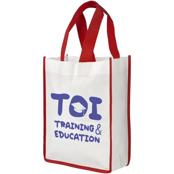 Contrast small non-woven shopping tote bag - Bullet White Red