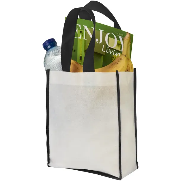 Contrast small non-woven shopping tote bag - Bullet White Crna