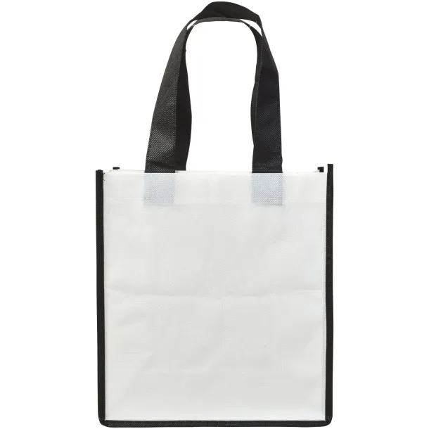 Contrast small non-woven shopping tote bag - Bullet White Crna