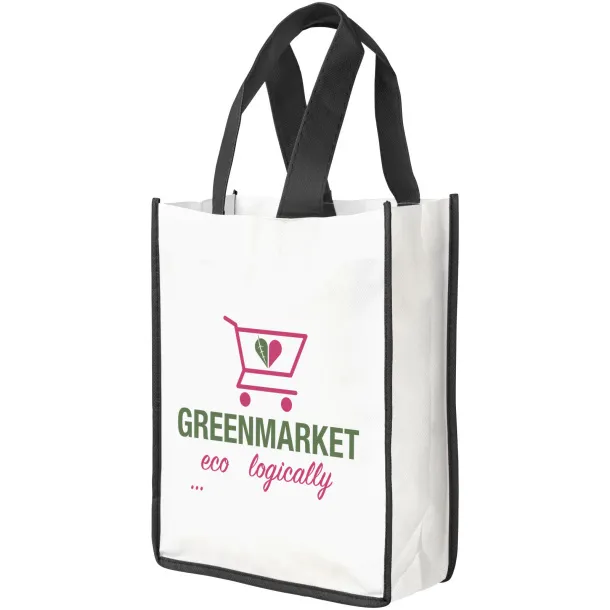 Contrast small non-woven shopping tote bag - Bullet White Crna