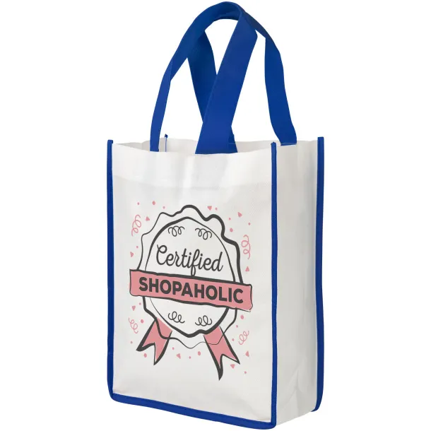 Contrast small non-woven shopping tote bag - Bullet White Blue