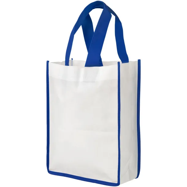 Contrast small non-woven shopping tote bag - Bullet White Blue