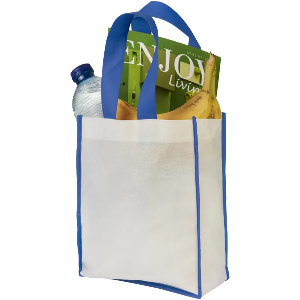 Contrast small non-woven shopping tote bag - Bullet White Blue