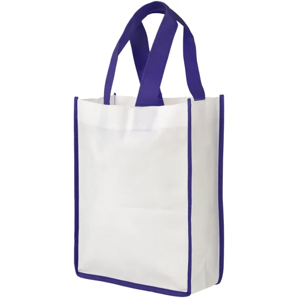 Contrast small non-woven shopping tote bag - Bullet White Purple