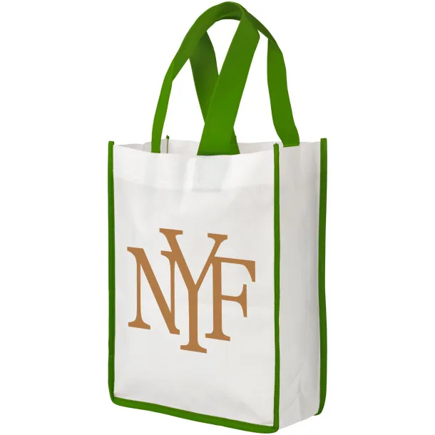 Contrast small non-woven shopping tote bag - Bullet White Green