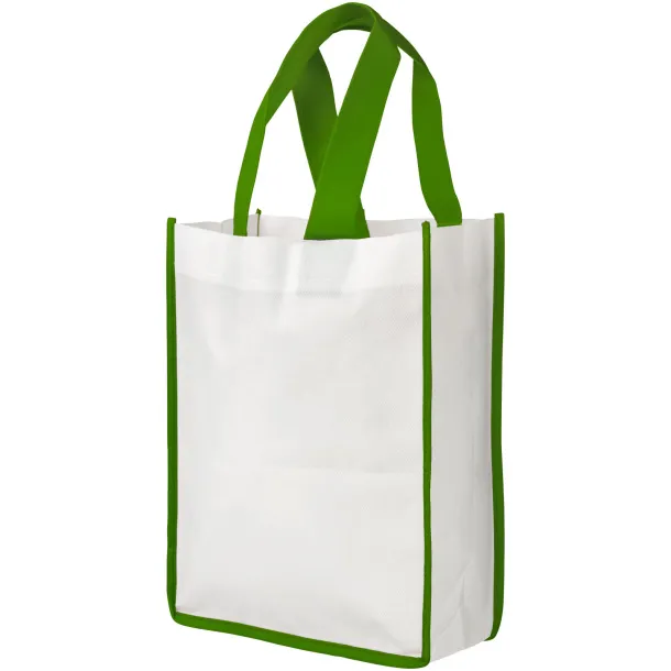 Contrast small non-woven shopping tote bag - Bullet White Green
