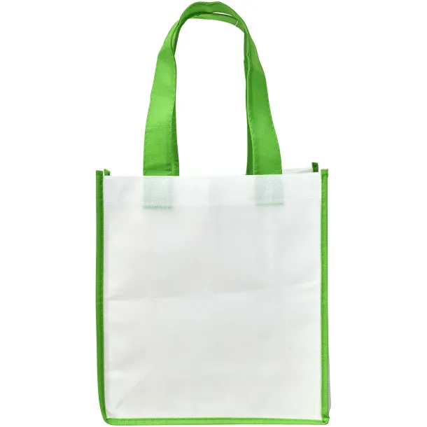 Contrast small non-woven shopping tote bag - Bullet White Green