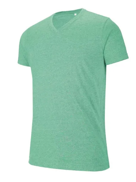  MEN'S V-NECK SHORT-SLEEVED MELANGE T-SHIRT - Kariban Green Heather