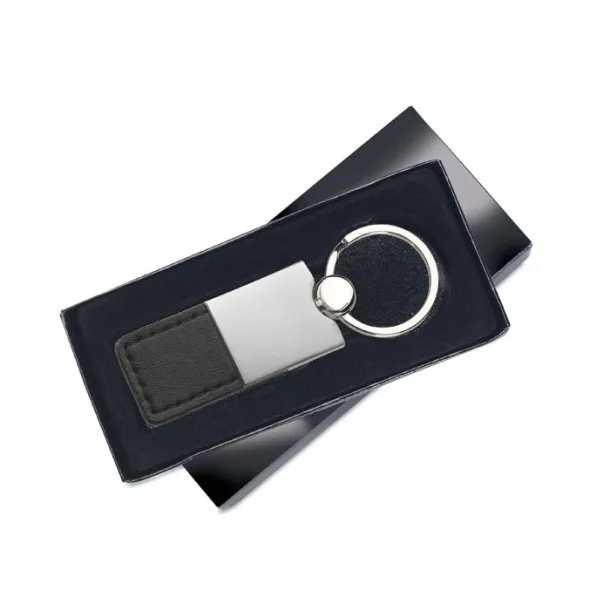 COLUMBUS PU and metal key ring Black