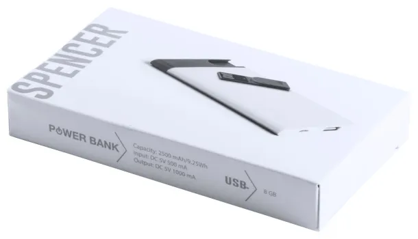 Spencer USB power bank and flash drive White Grey