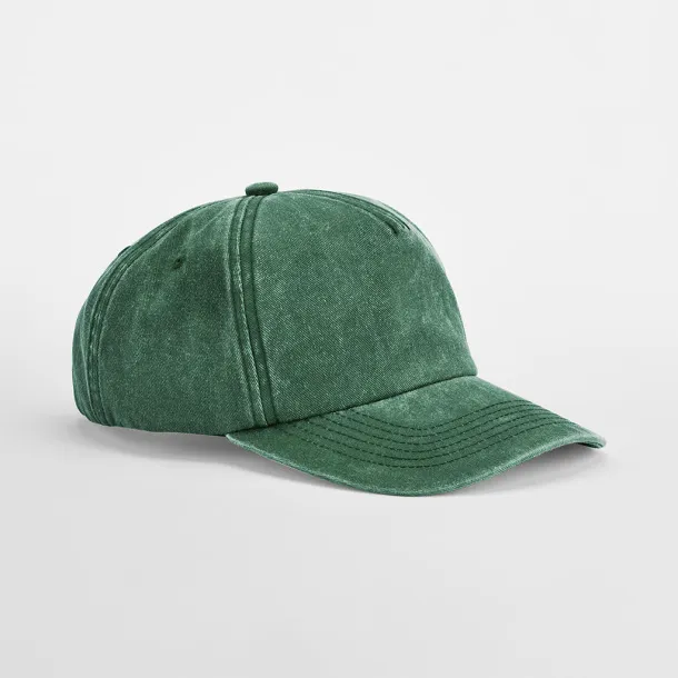  Relaxed 5 Panel Vintage Cap - Beechfield Vintage Bottle Green
