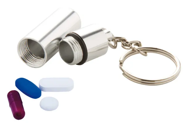 Carrypill keyring pillbox Silver