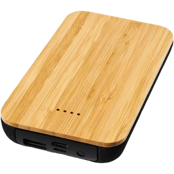 Future bamboo/fabric 6000 mAh wireless power bank Natural Solid black