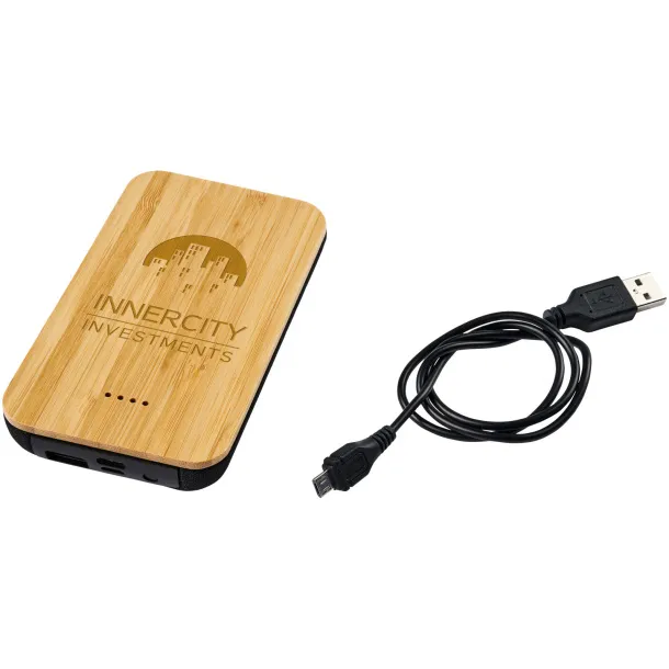 Future bamboo/fabric 6000 mAh wireless power bank Natural Solid black