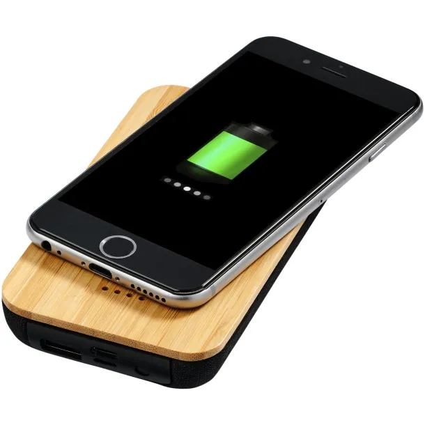 Future bamboo/fabric 6000 mAh wireless power bank Natural Solid black