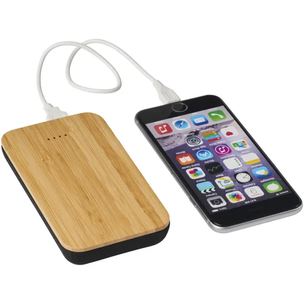 Future bamboo/fabric 6000 mAh wireless power bank Natural Solid black