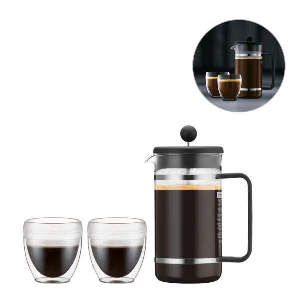 BISTRO SET Plastic press coffee maker and cups