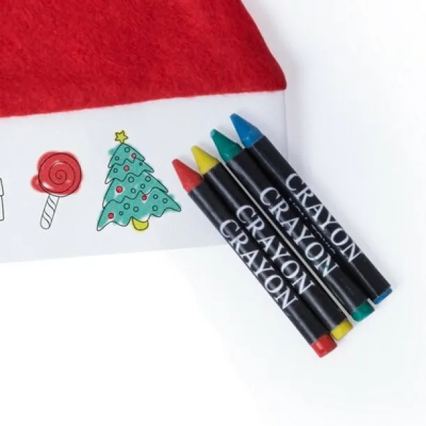  Drawing set, Christmas hat, crayons red