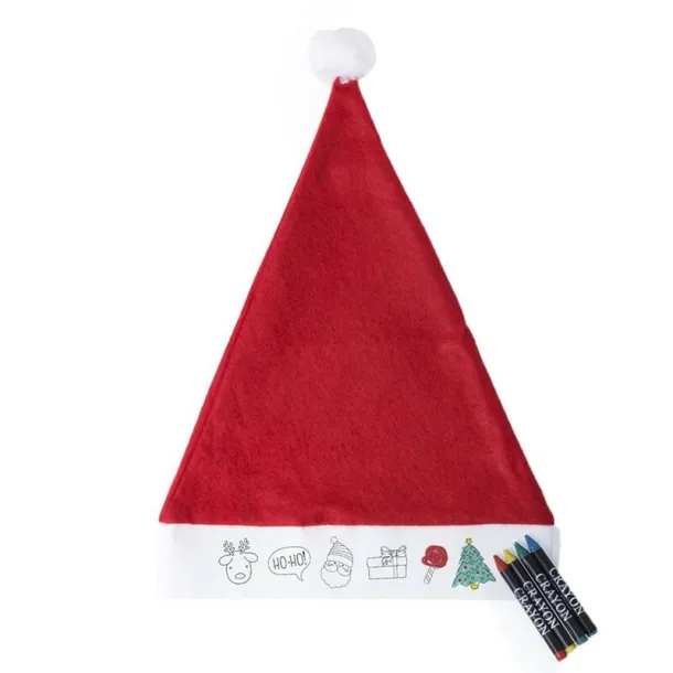  Drawing set, Christmas hat, crayons red