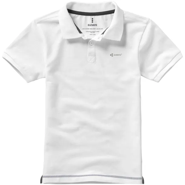 Calgary short sleeve kids polo - Elevate White Navy Blue
