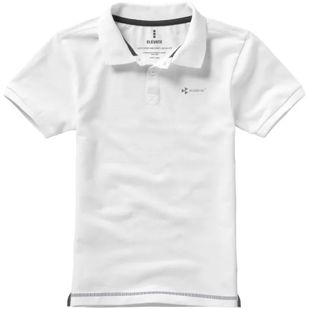 Calgary short sleeve kids polo - Elevate White Navy Blue