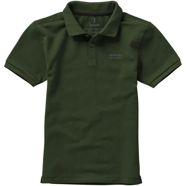 Calgary short sleeve kids polo - Elevate Army green