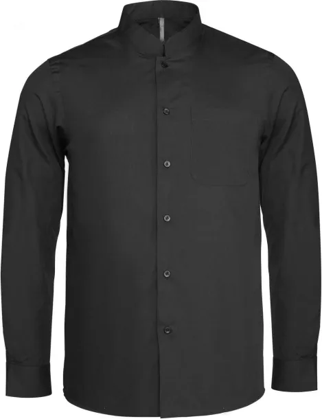  MEN'S LONG-SLEEVED MANDARIN COLLAR SHIRT - Kariban Black