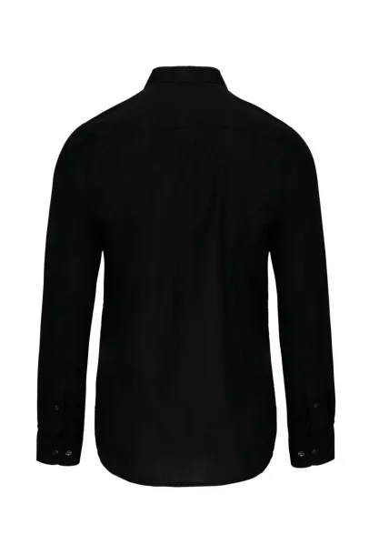  MEN'S LONG-SLEEVED MANDARIN COLLAR SHIRT - Kariban Black