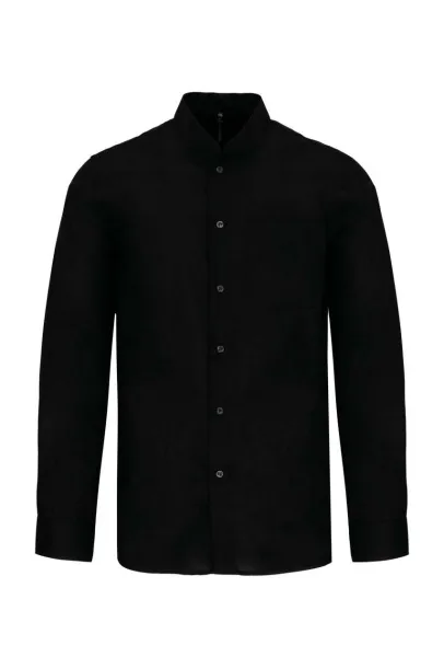  MEN'S LONG-SLEEVED MANDARIN COLLAR SHIRT - Kariban Black