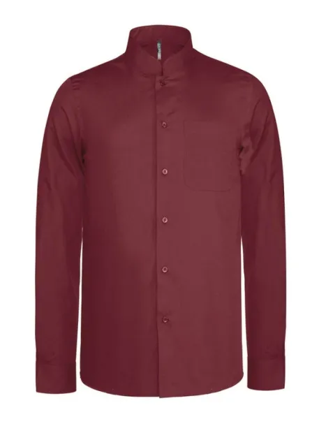  MEN'S LONG-SLEEVED MANDARIN COLLAR SHIRT - Kariban Wine