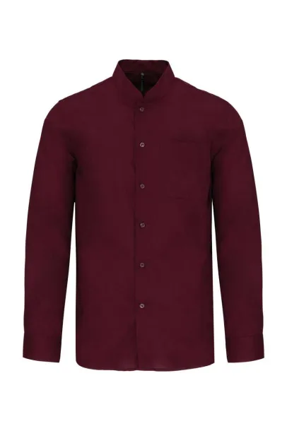  MEN'S LONG-SLEEVED MANDARIN COLLAR SHIRT - Kariban Wine