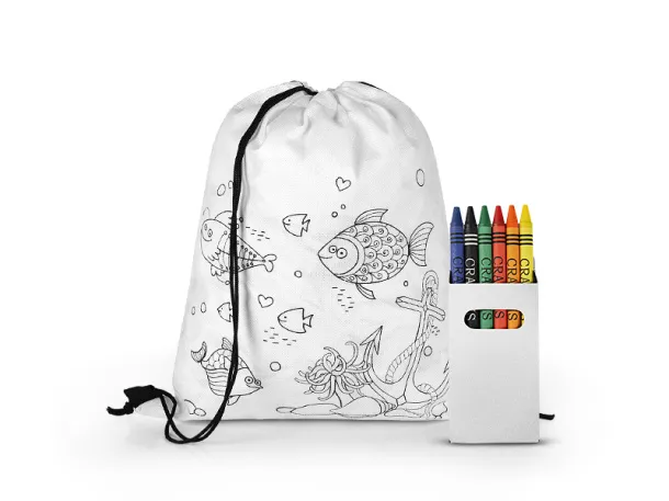 BAMBI drawstring bag with crayons - BRUNO White