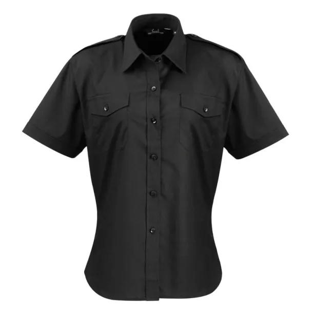  WOMEN'S SHORT SLEEVE PILOT SHIRT - Premier Black