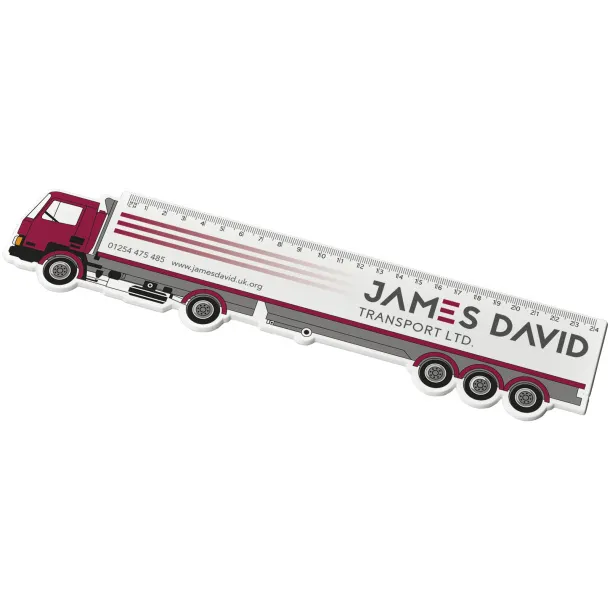 Larry 24 cm lorry shaped plastic ruler - PF Manufactured White