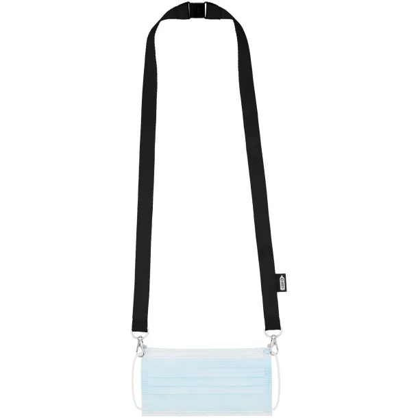 Adam recycled PET lanyard with two hooks - Bullet Solid black