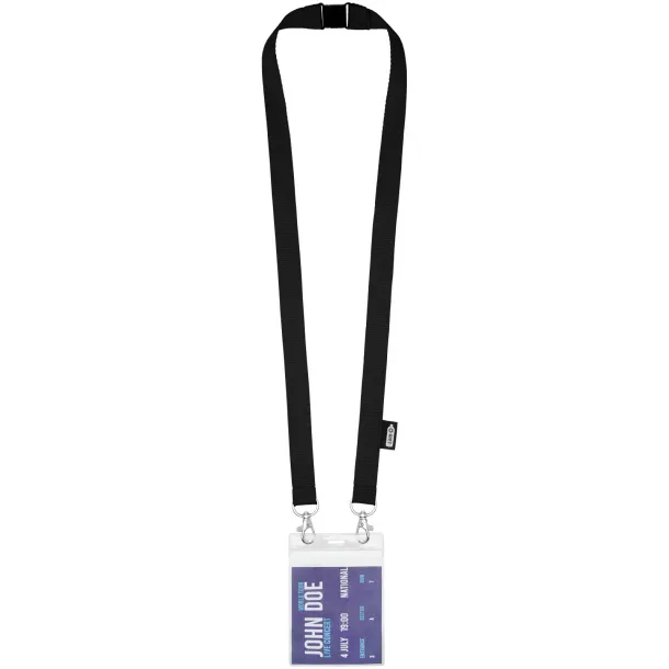 Adam recycled PET lanyard with two hooks - Bullet Solid black