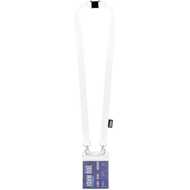 Adam recycled PET lanyard with two hooks - Bullet White