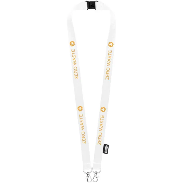 Adam recycled PET lanyard with two hooks - Bullet White