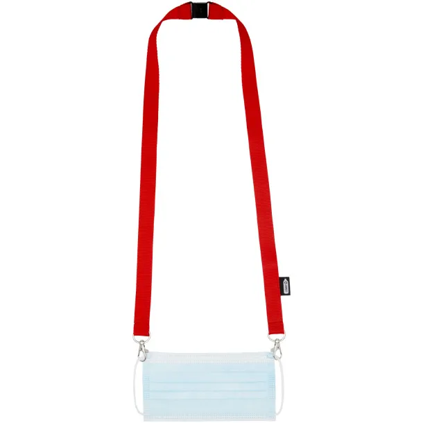 Adam recycled PET lanyard with two hooks - Bullet Red