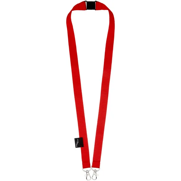 Adam recycled PET lanyard with two hooks - Bullet Red