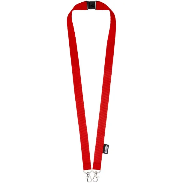 Adam recycled PET lanyard with two hooks - Bullet Red