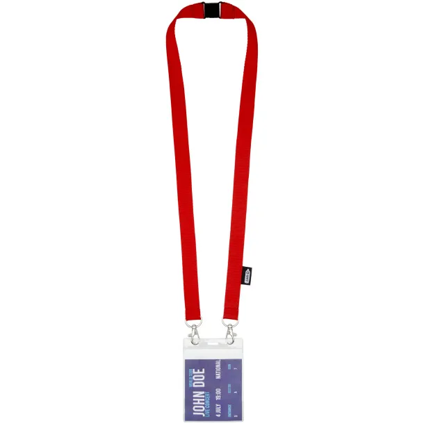 Adam recycled PET lanyard with two hooks - Bullet Red