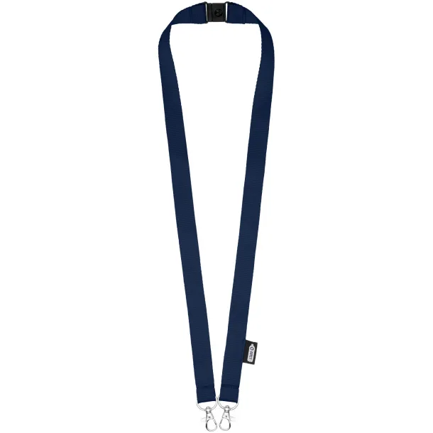 Adam recycled PET lanyard with two hooks - Bullet Navy